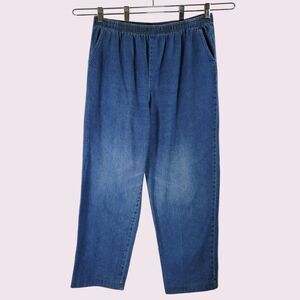 Vintage BRIGGS NEW YORK Mom Jeans Size M Pull On Medium Wash Cropped Hi Rise